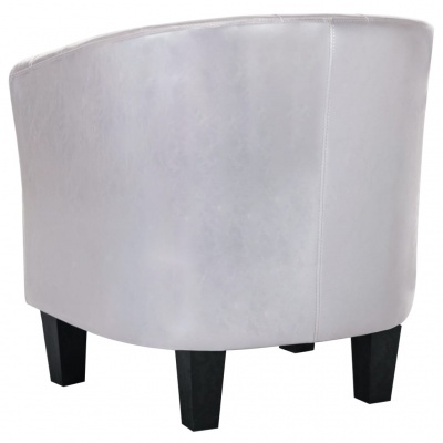 cadeira branca em pele sintética com pernas pretas