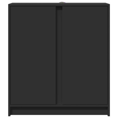 Armário preto de duas portas com acabamento liso