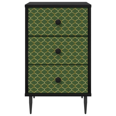 Cómoda verde com padrão dourado e estrutura preta