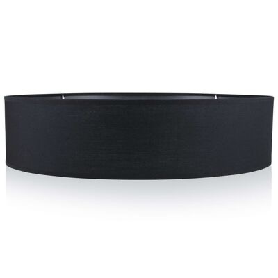 Luminária de teto circular preta em tecido sobre fundo branco