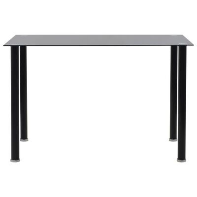 Mesa retangular cinza escuro com pernas pretas