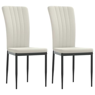 Duas cadeiras elegantes com estofos brancos e estrutura preta