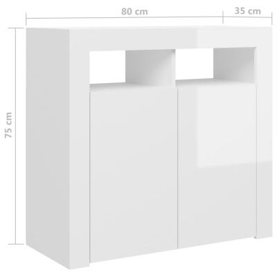 Móvel branco com duas portas e duas prateleiras abertas