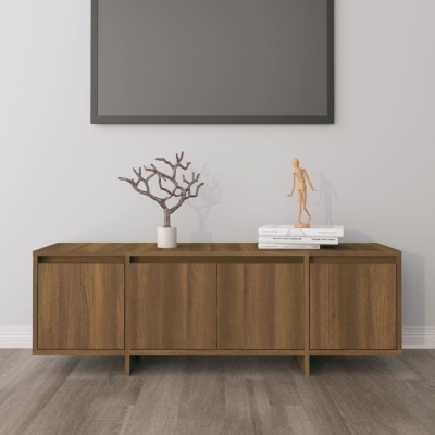 aparador de madeira castanha com decoração minimalista