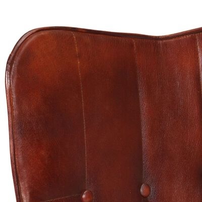 Encosto de cadeira em couro castanho com botões revestidos