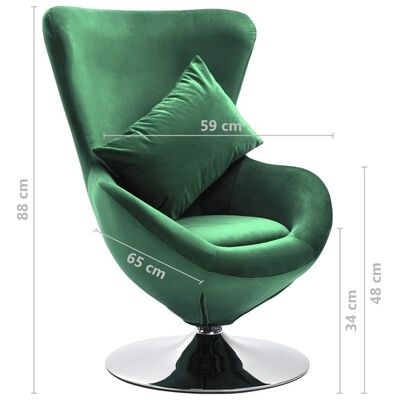 Cadeira verde aveludada com base metálica e almofada