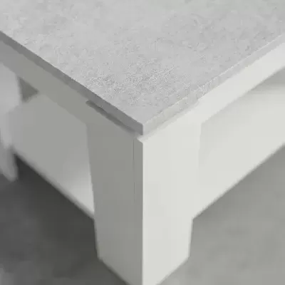 Mesa de canto com tampo cinza claro e base branca
