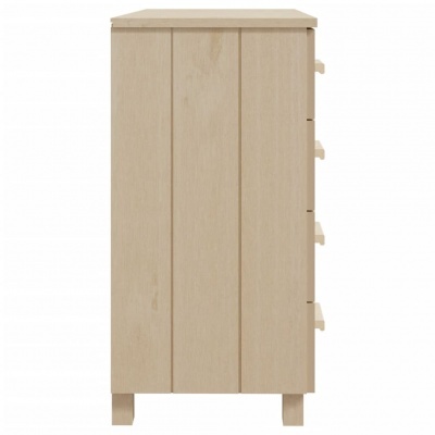 Cômoda de madeira clara vista lateral