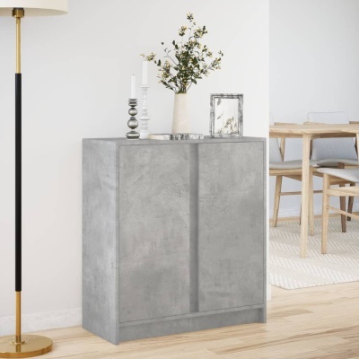 Armário cinzento com decoração e parede branca