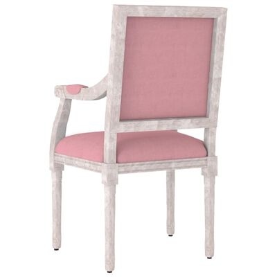 Cadeira de madeira branca com estofos rosa
