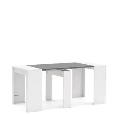 Mesa extensível tampo cinzento estrutura branca design moderno