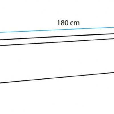 Desenho de paralelepípedo com dimensões 180 cm x 30 cm x 40 cm