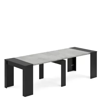 Mesa extensível cinzenta com estrutura preta