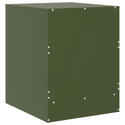 Cubo de metal verde com parafusos nas laterais