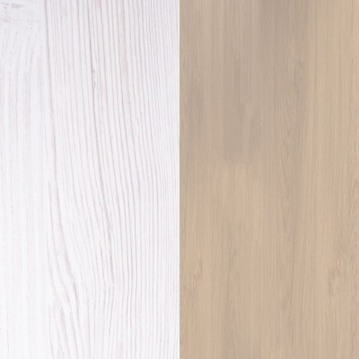 Superfícies de madeira branca e castanho claro com veios