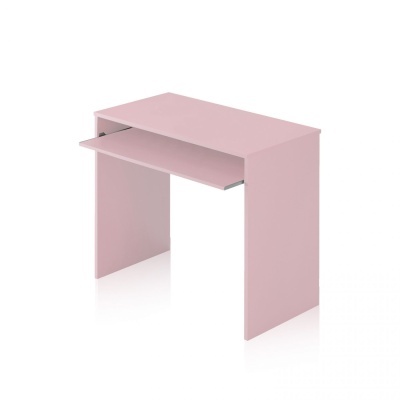 Secretária pequena cor rosa com prateleira deslizante