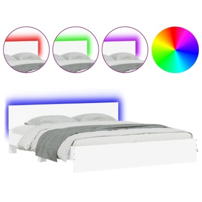 cama branca com cabeceira iluminada LED em várias cores