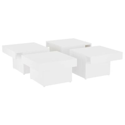 Mesa de centro modular branca com quatro peças quadradas