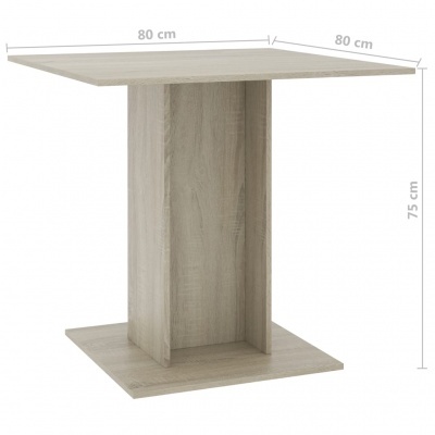 Mesa quadrada de madeira clara com base central