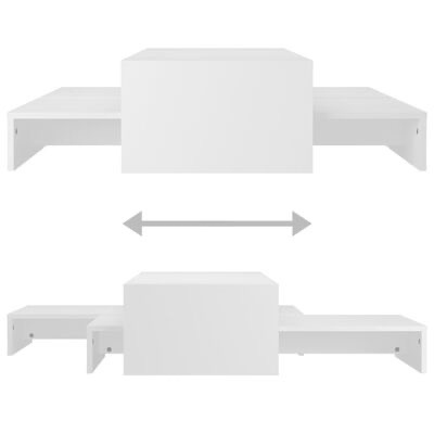 Mesa baixa branca extensível com compartimentos laterais