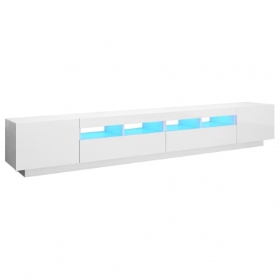 Móvel de televisão branco moderno com iluminação azul interior