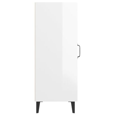 Armário alto branco com pernas pretas e puxador lateral