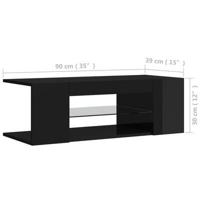 Móvel de madeira preta retangular com três compartimentos