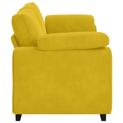 sofá amarelo de tecido macio visto de lado