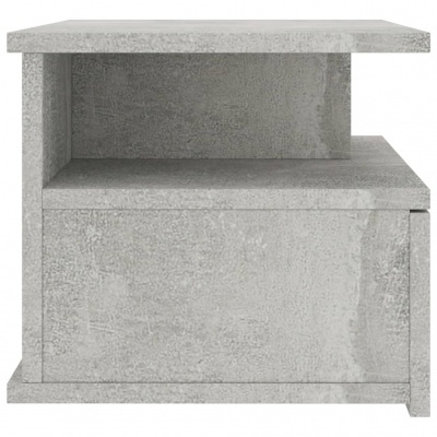 Mesa de cabeceira cinzenta com acabamento em cimento e design moderno