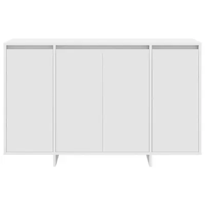 Aparador branco de madeira com três portas lisas e pernas em cunha