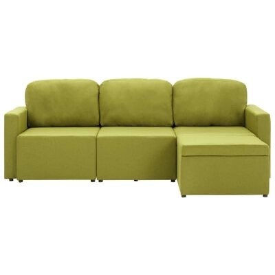 Sofá verde oliva de três lugares com chaise longue