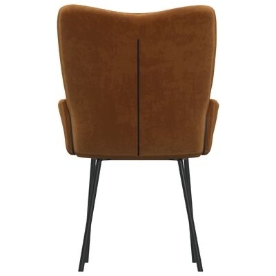 Cadeira castanha vista de costas com pernas pretas