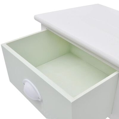 Cajonera branca em madeira com gaveta aberta