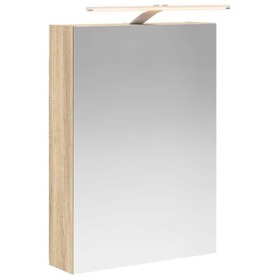 Armário de parede com porta espelhada e candeeiro