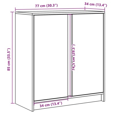 Armário branco com duas portas e medidas indicadas