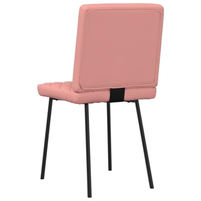 Cadeira rosa com pernas pretas vista de trás