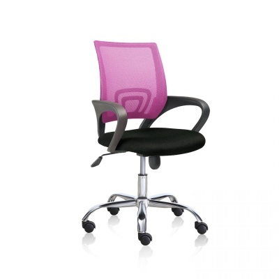 Cadeira de escritório com costas rosa e assento preto