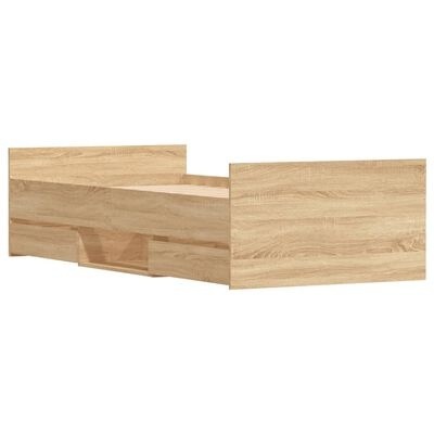 Cama individual simples de madeira carvalho claro