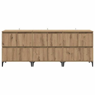 Móvel de madeira clara com portas e pés metálicos