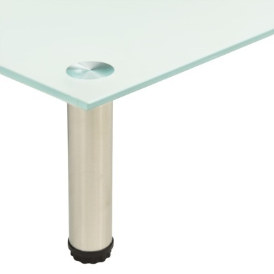 Tampo de mesa de vidro com perna metálica prateada