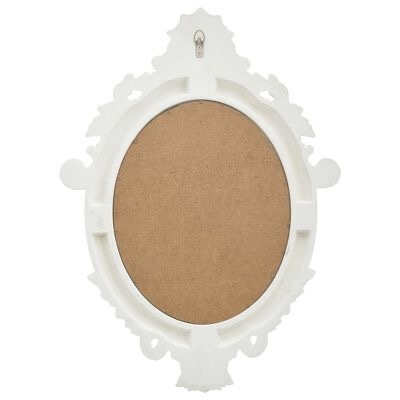 Moldura oval branca decorativa de parede com suporte para pendurar