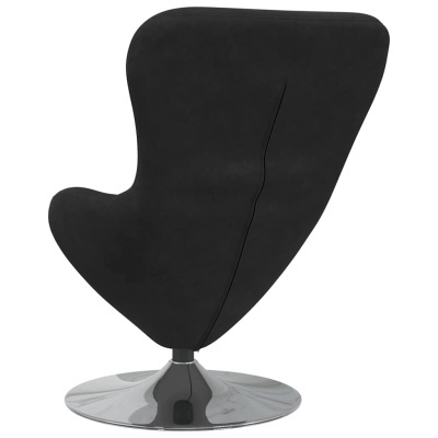 Poltrona giratória com estofado preto e base de metal cromado