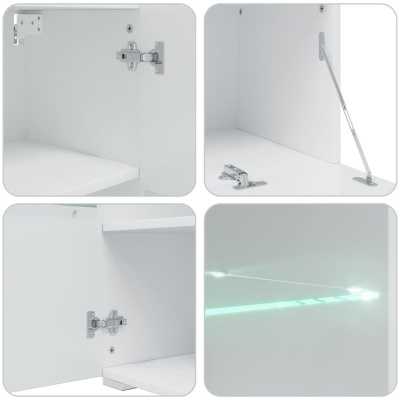 Ferragens metálicas prateadas em móveis brancos