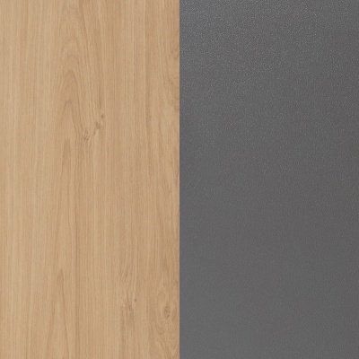 Textura de madeira clara ao lado de superfície cinzenta escura