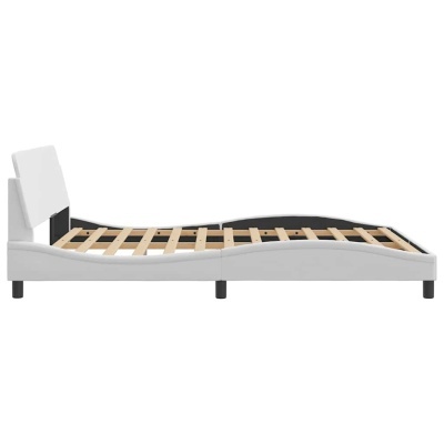 Estrado de cama ajustável branco com ripas de madeira