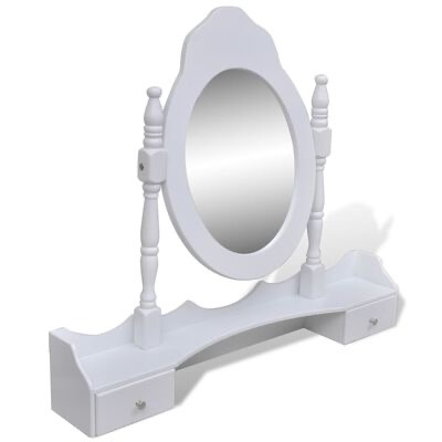 Espelho de maquilhagem oval branco com dois gavetões