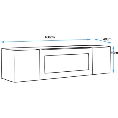 Desenho esquemático de móvel suspenso com medidas