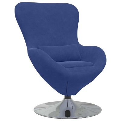 Poltrona azul de descanso com base cromada