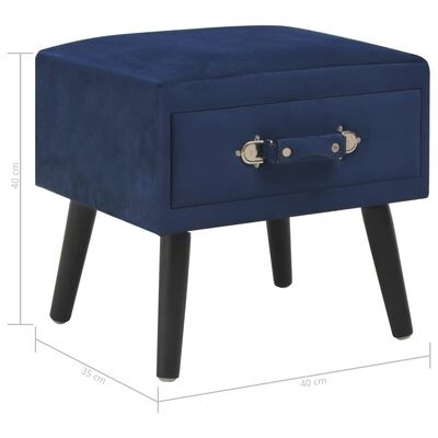 Mesa de apoio azul com gaveta e pernas pretas