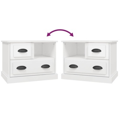 Cômoda branca com gavetões e puxadores pretos, duas unidades lado a lado.